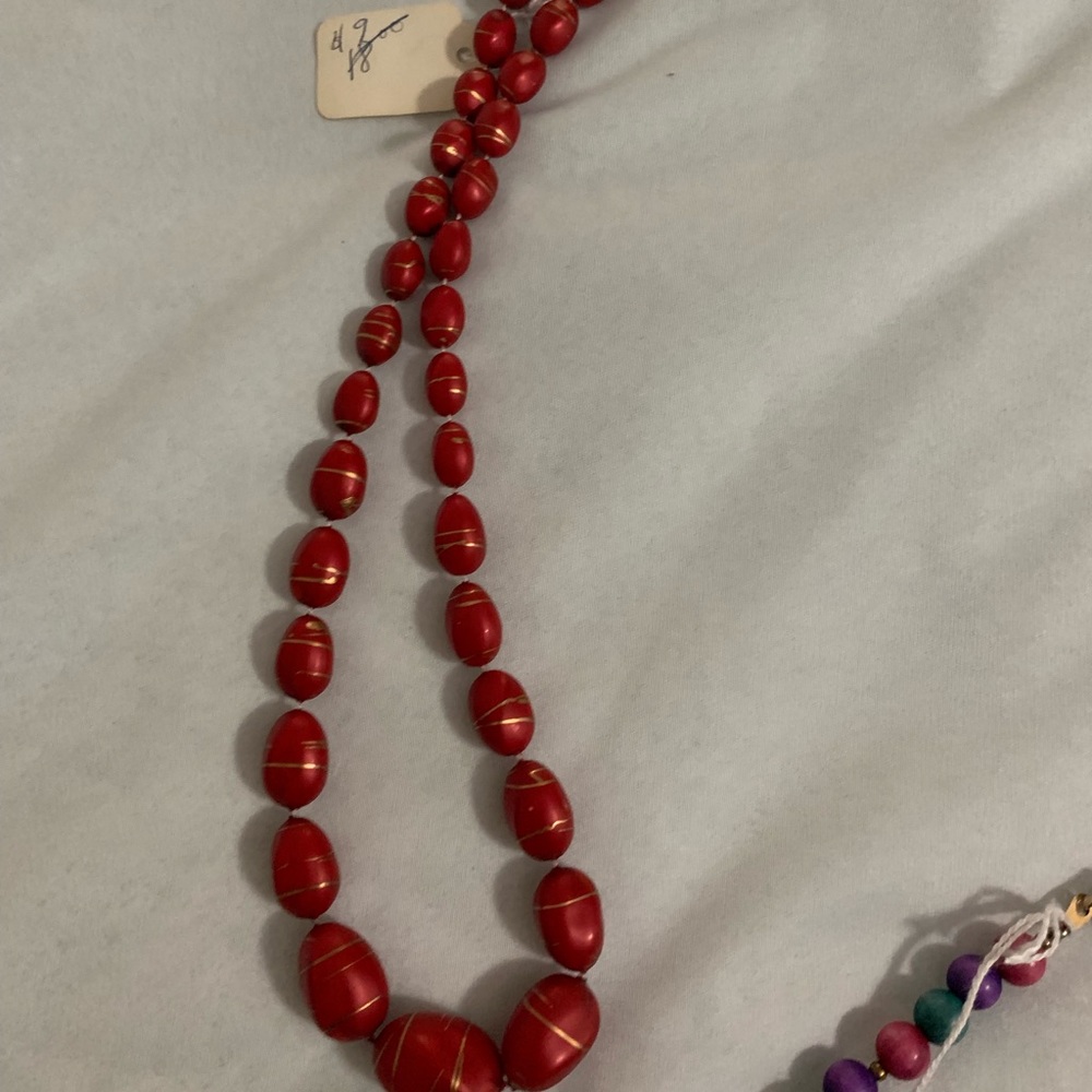 Red and gold beaded necklace